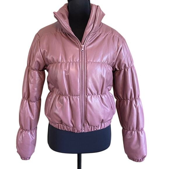 BB Dakota by Steve Madden Mauve Quilted Puffer Jacket NWOT size XS Faux Leather - Picture 2 of 11